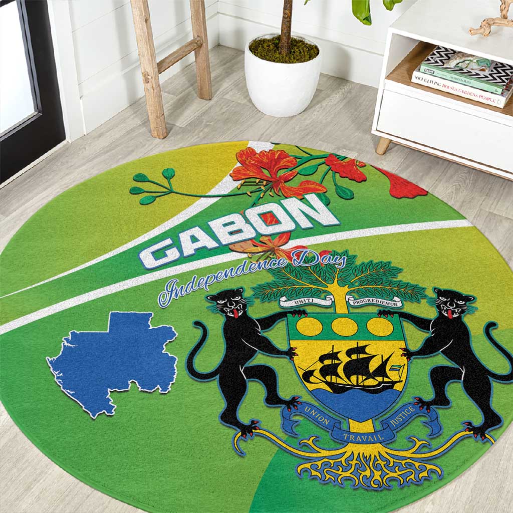 Gabon Independence Day Round Carpet Gradient Style - African Pride
