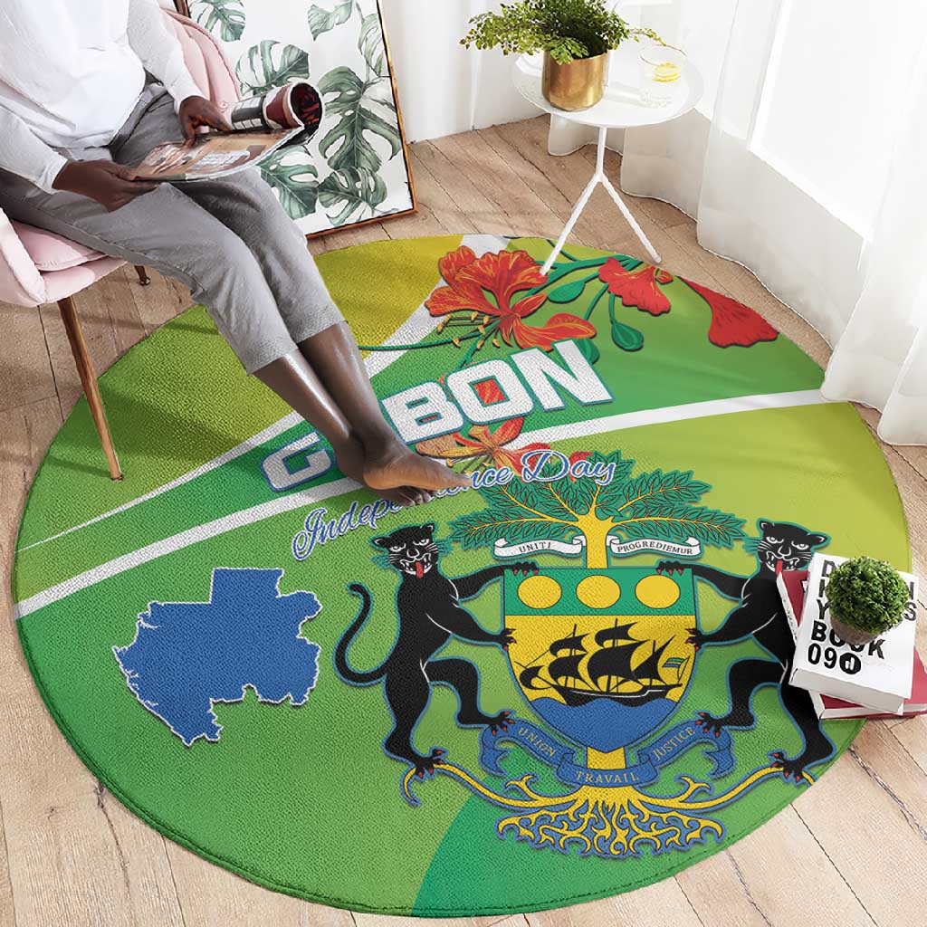 Gabon Independence Day Round Carpet Gradient Style - African Pride