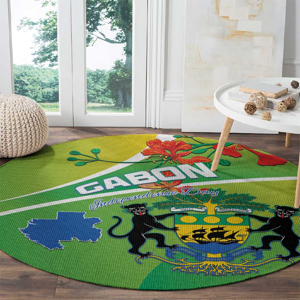 Gabon Independence Day Round Carpet Gradient Style - African Pride