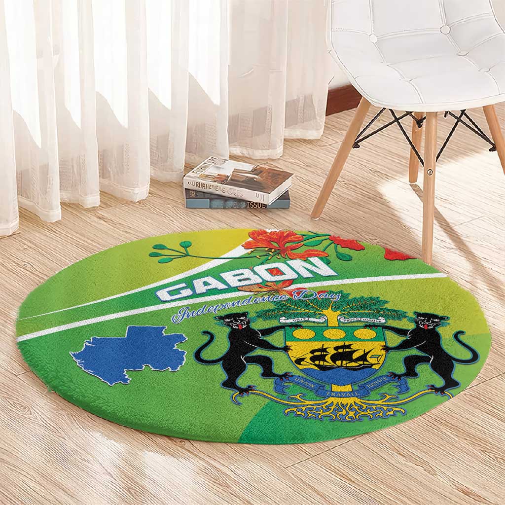 Gabon Independence Day Round Carpet Gradient Style - African Pride