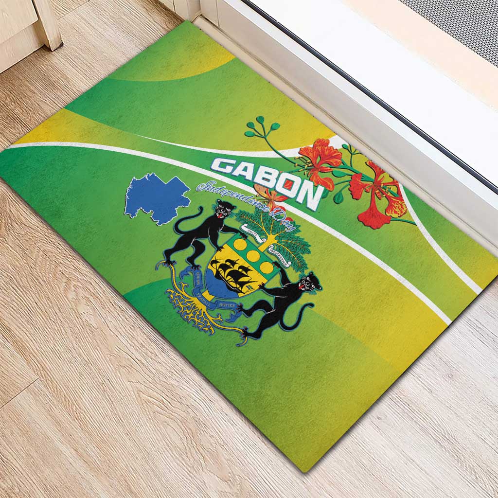Gabon Independence Day Rubber Doormat Gradient Style - African Pride