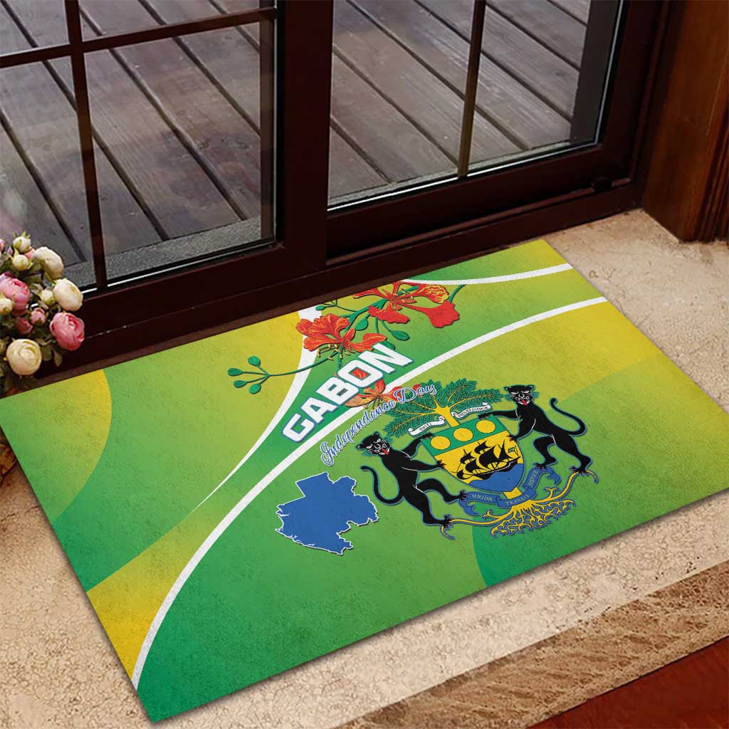Gabon Independence Day Rubber Doormat Gradient Style - African Pride