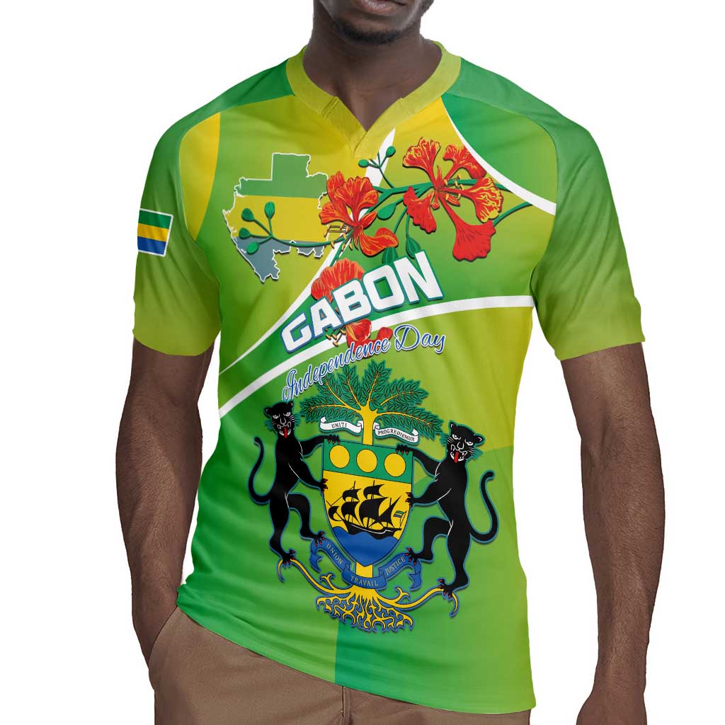 Personalized Gabon Independence Day Rugby Jersey Gradient Style - African Pride