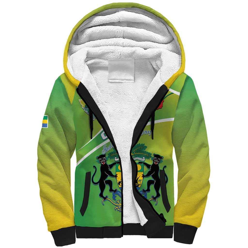 Personalized Gabon Independence Day Sherpa Hoodie Gradient Style - African Pride