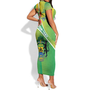 Personalized Gabon Independence Day Short Sleeve Bodycon Dress Gradient Style - African Pride