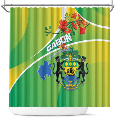 Gabon Independence Day Shower Curtain Gradient Style - African Pride