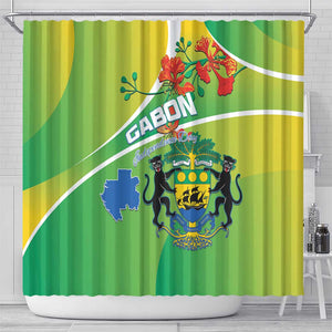 Gabon Independence Day Shower Curtain Gradient Style - African Pride