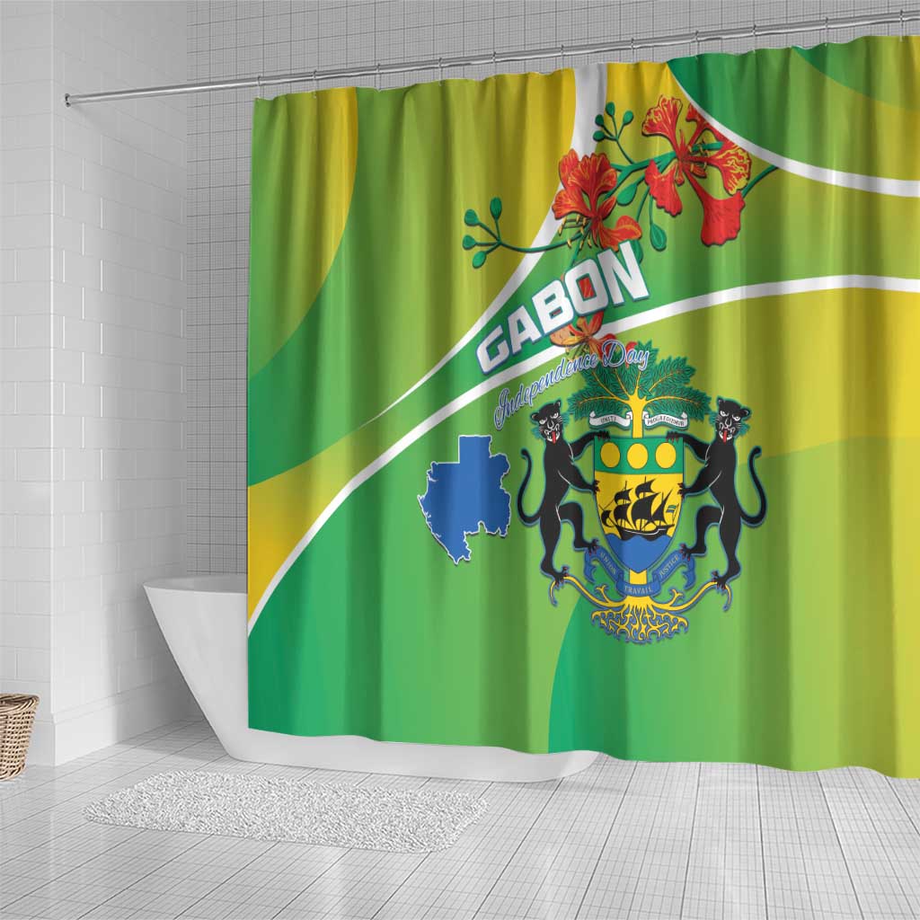 Gabon Independence Day Shower Curtain Gradient Style - African Pride