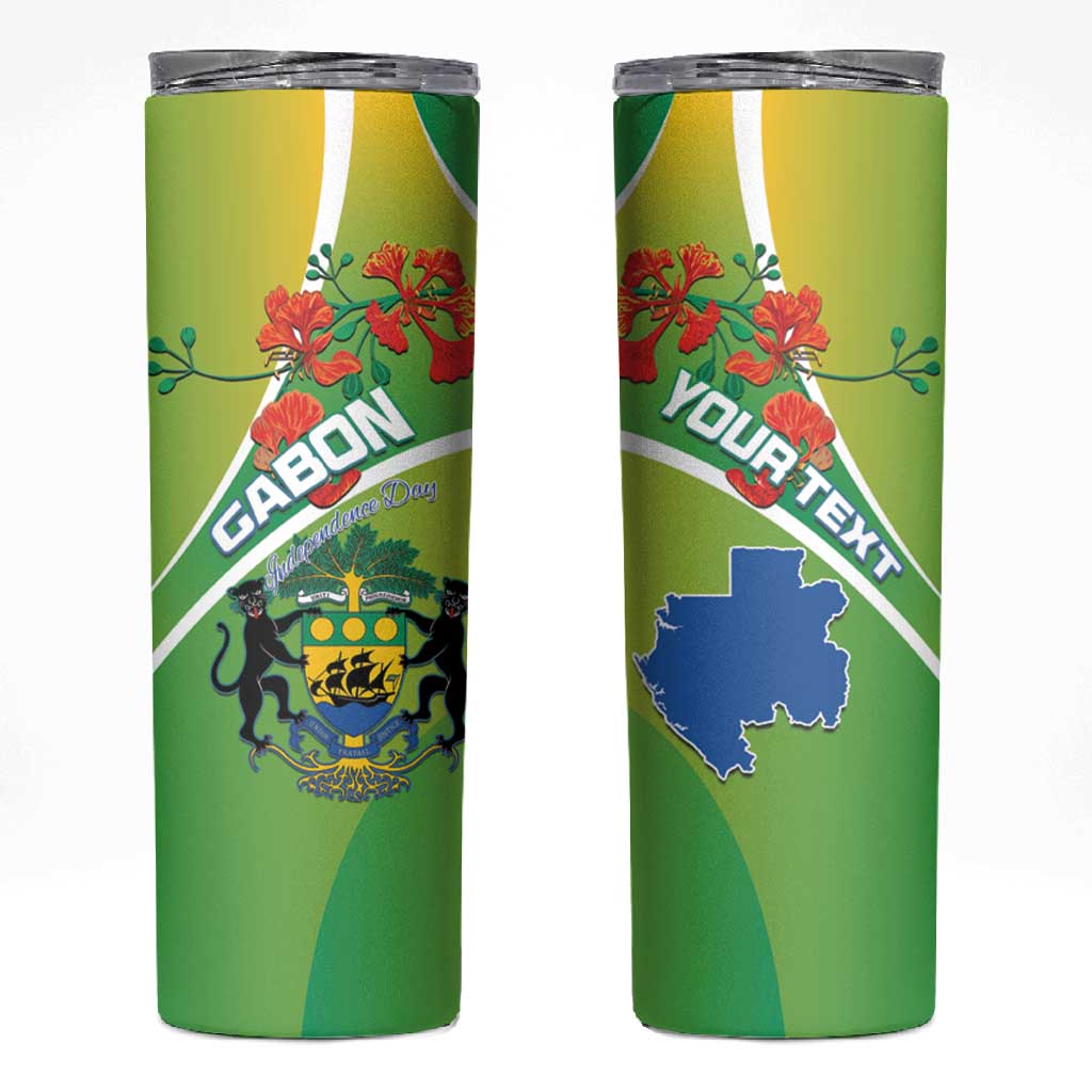 Personalized Gabon Independence Day Skinny Tumbler Gradient Style - African Pride