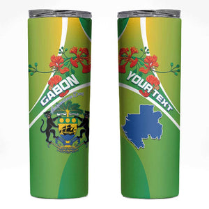 Personalized Gabon Independence Day Skinny Tumbler Gradient Style - African Pride
