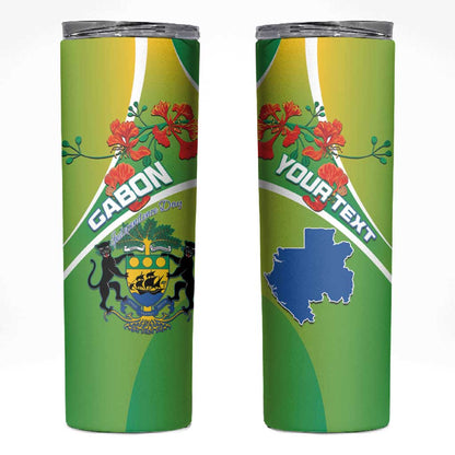Personalized Gabon Independence Day Skinny Tumbler Gradient Style - African Pride