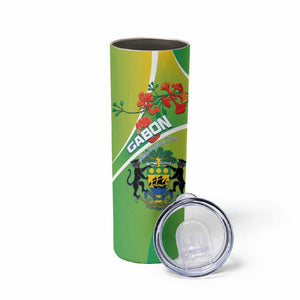 Personalized Gabon Independence Day Skinny Tumbler Gradient Style - African Pride
