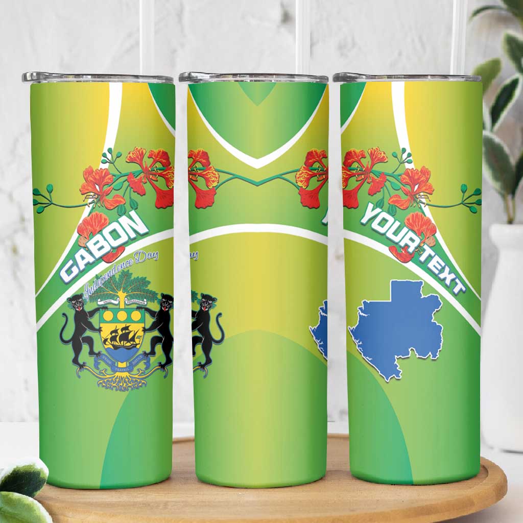 Personalized Gabon Independence Day Skinny Tumbler Gradient Style - African Pride