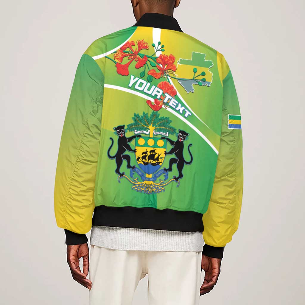 Personalized Gabon Independence Day Sleeve Zip Bomber Jacket Gradient Style - African Pride