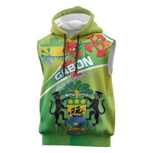 Personalized Gabon Independence Day Sleeveless Hoodie Gradient Style - African Pride
