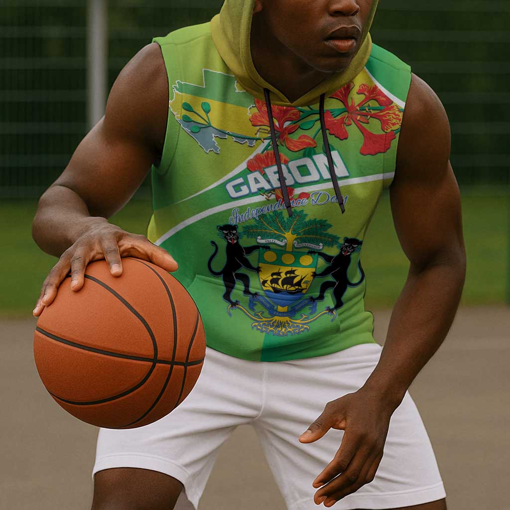 Personalized Gabon Independence Day Sleeveless Hoodie Gradient Style - African Pride