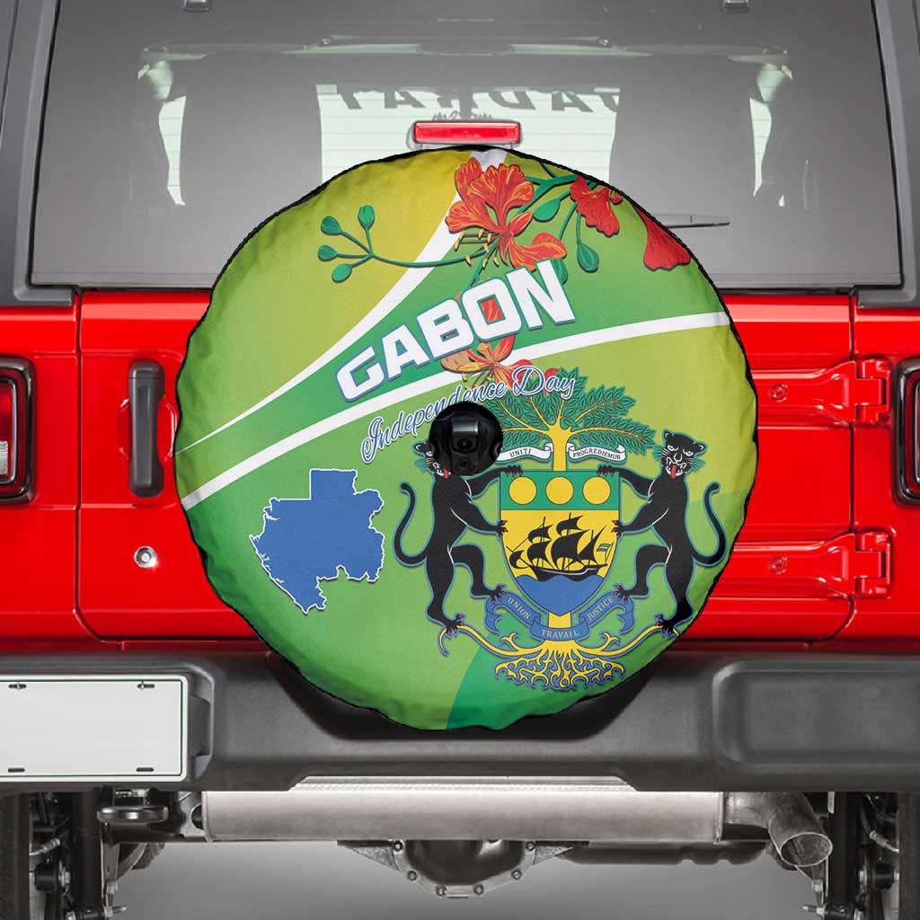 Gabon Independence Day Spare Tire Cover Gradient Style - African Pride