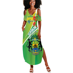 Personalized Gabon Independence Day Summer Maxi Dress Gradient Style - African Pride