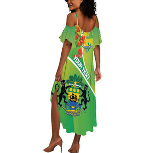 Personalized Gabon Independence Day Summer Maxi Dress Gradient Style - African Pride
