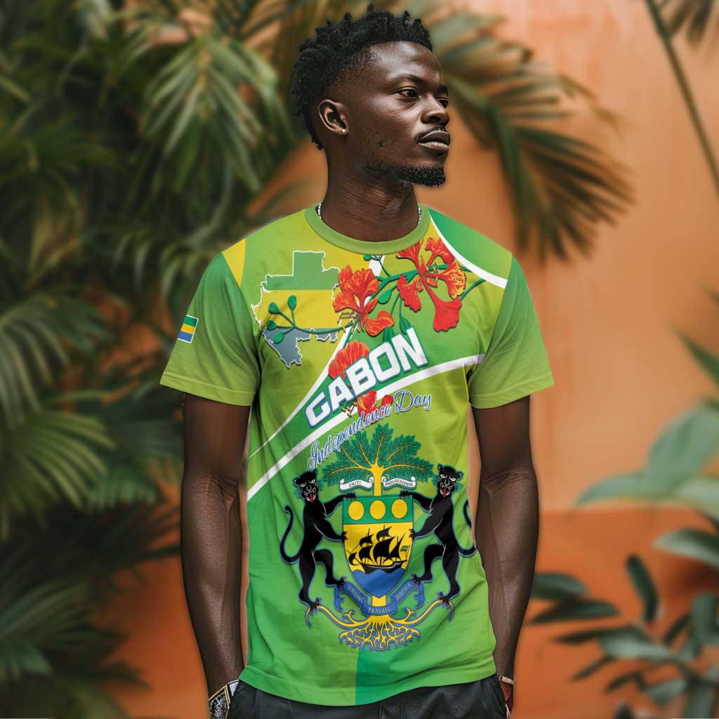 Personalized Gabon Independence Day T shirt Gradient Style - African Pride