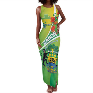 Personalized Gabon Independence Day Tank Maxi Dress Gradient Style - African Pride