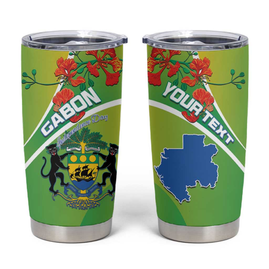Personalized Gabon Independence Day Tumbler Cup Gradient Style - African Pride