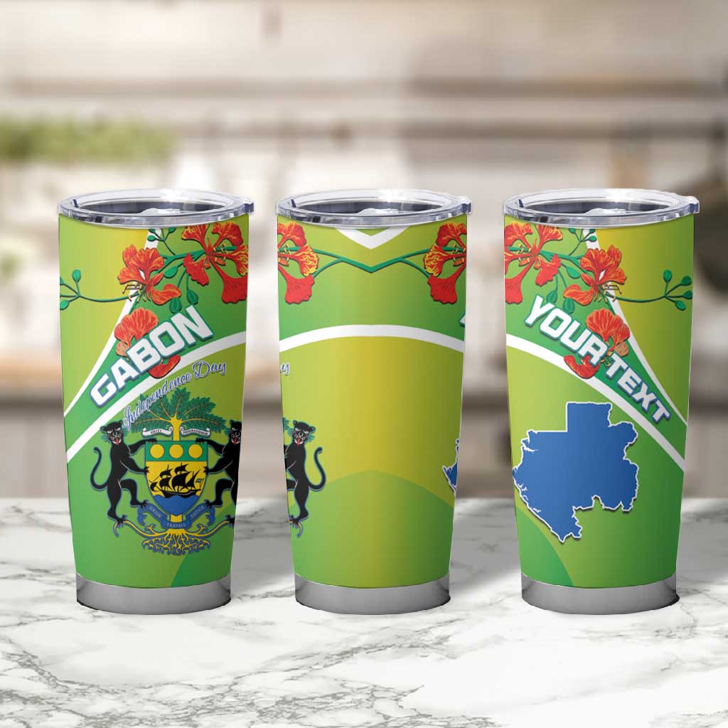 Personalized Gabon Independence Day Tumbler Cup Gradient Style - African Pride