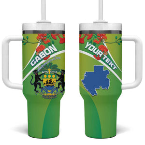 Personalized Gabon Independence Day Tumbler With Handle Gradient Style - African Pride