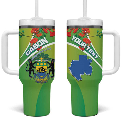 Personalized Gabon Independence Day Tumbler With Handle Gradient Style - African Pride
