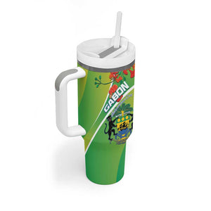 Personalized Gabon Independence Day Tumbler With Handle Gradient Style - African Pride