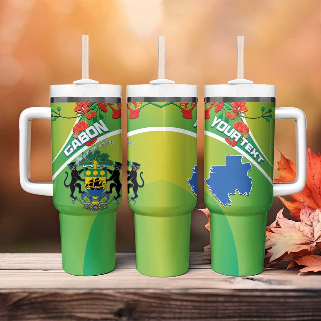 Personalized Gabon Independence Day Tumbler With Handle Gradient Style - African Pride