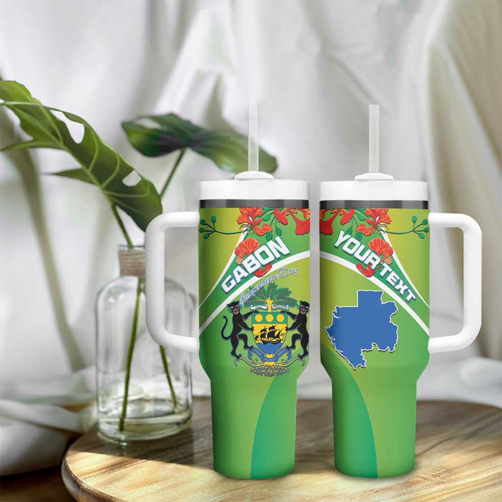 Personalized Gabon Independence Day Tumbler With Handle Gradient Style - African Pride