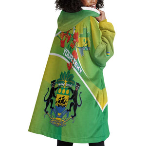 Personalized Gabon Independence Day Wearable Blanket Hoodie Gradient Style - African Pride