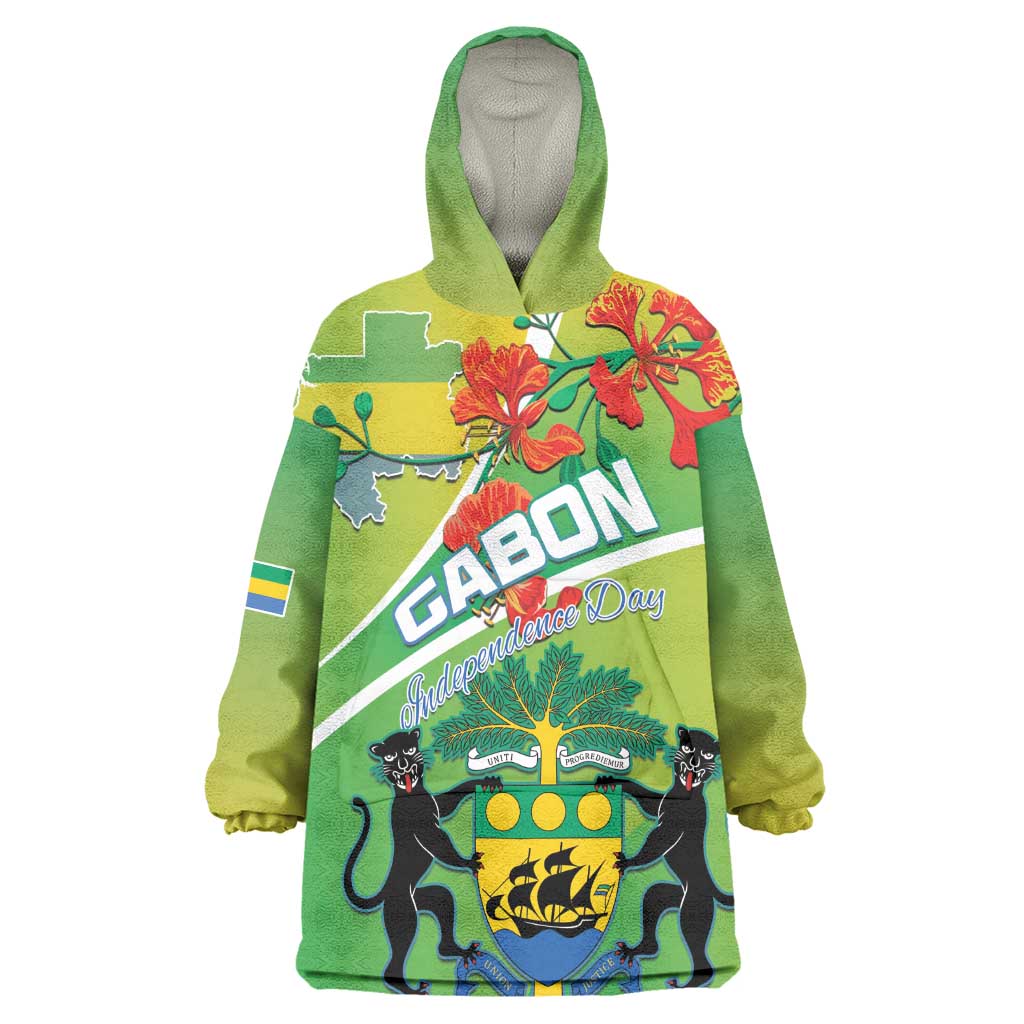 Personalized Gabon Independence Day Wearable Blanket Hoodie Gradient Style - African Pride