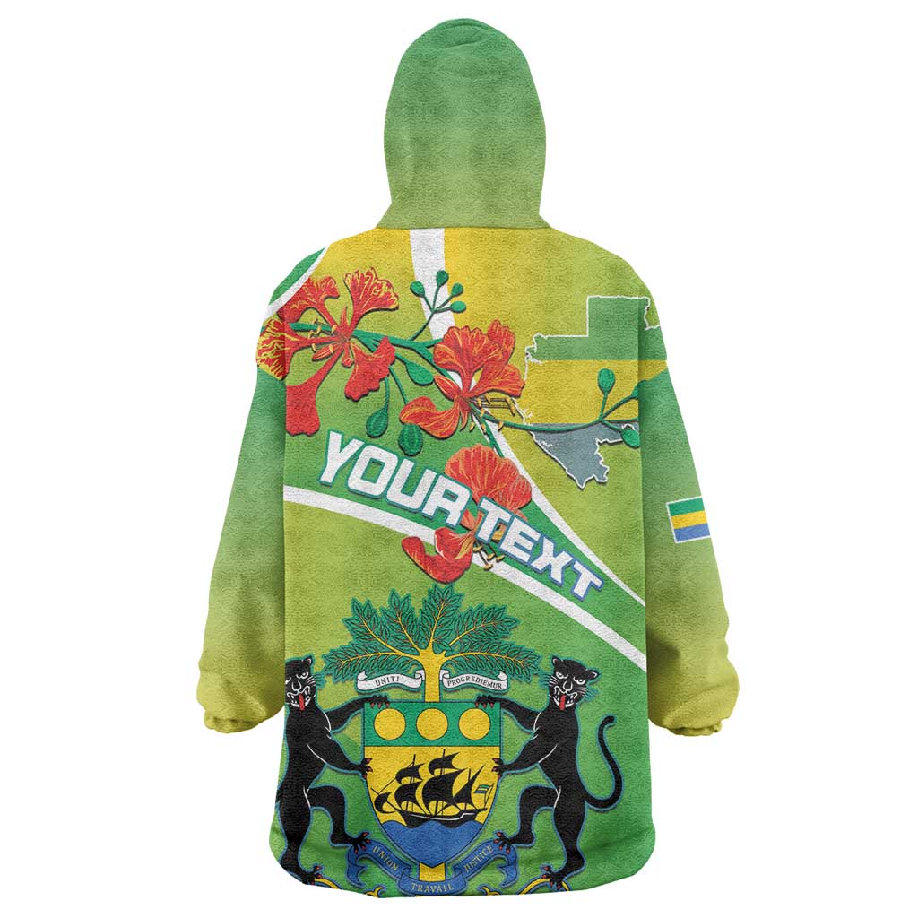 Personalized Gabon Independence Day Wearable Blanket Hoodie Gradient Style - African Pride