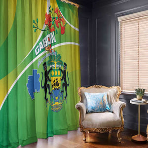 Gabon Independence Day Window Curtain Gradient Style - African Pride