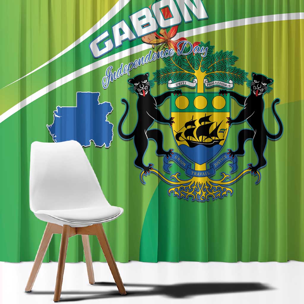 Gabon Independence Day Window Curtain Gradient Style - African Pride