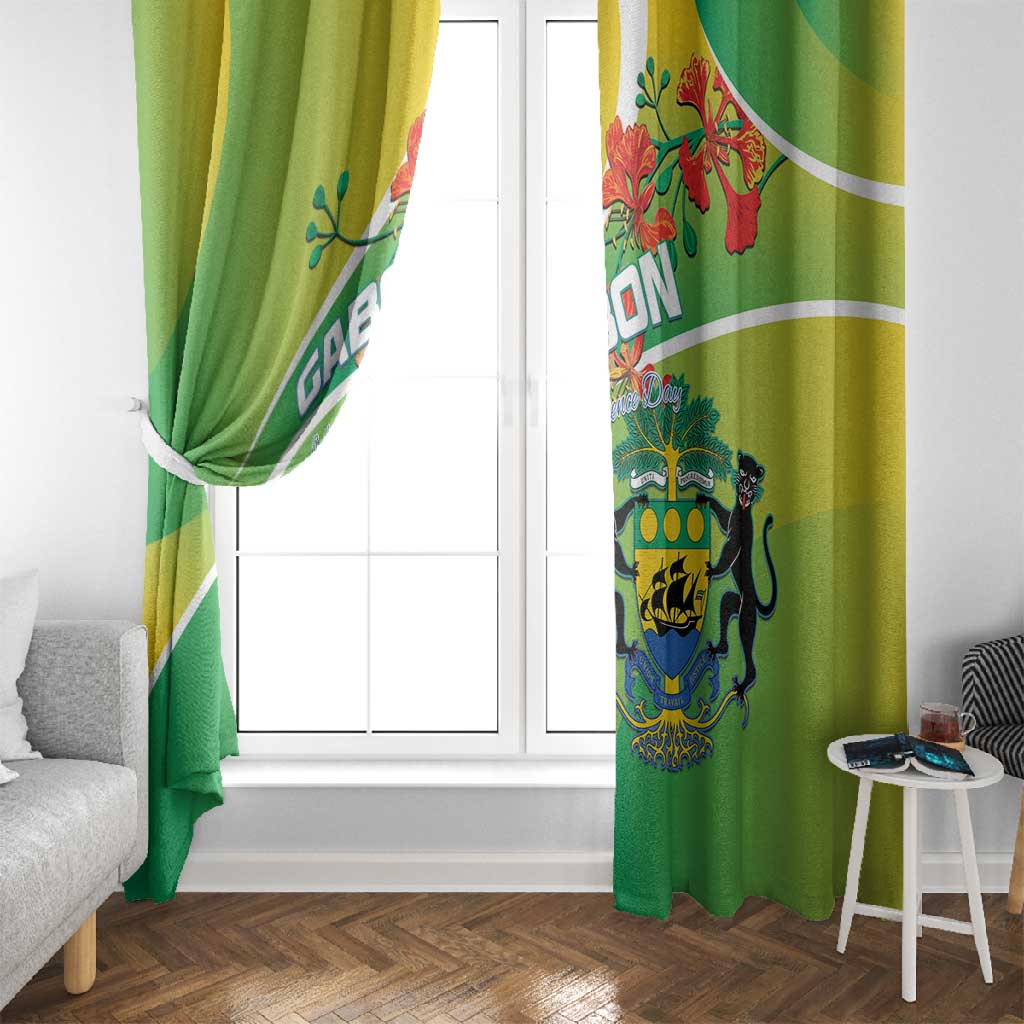 Gabon Independence Day Window Curtain Gradient Style - African Pride