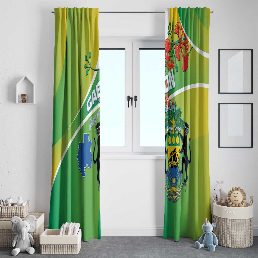 Gabon Independence Day Window Curtain Gradient Style - African Pride