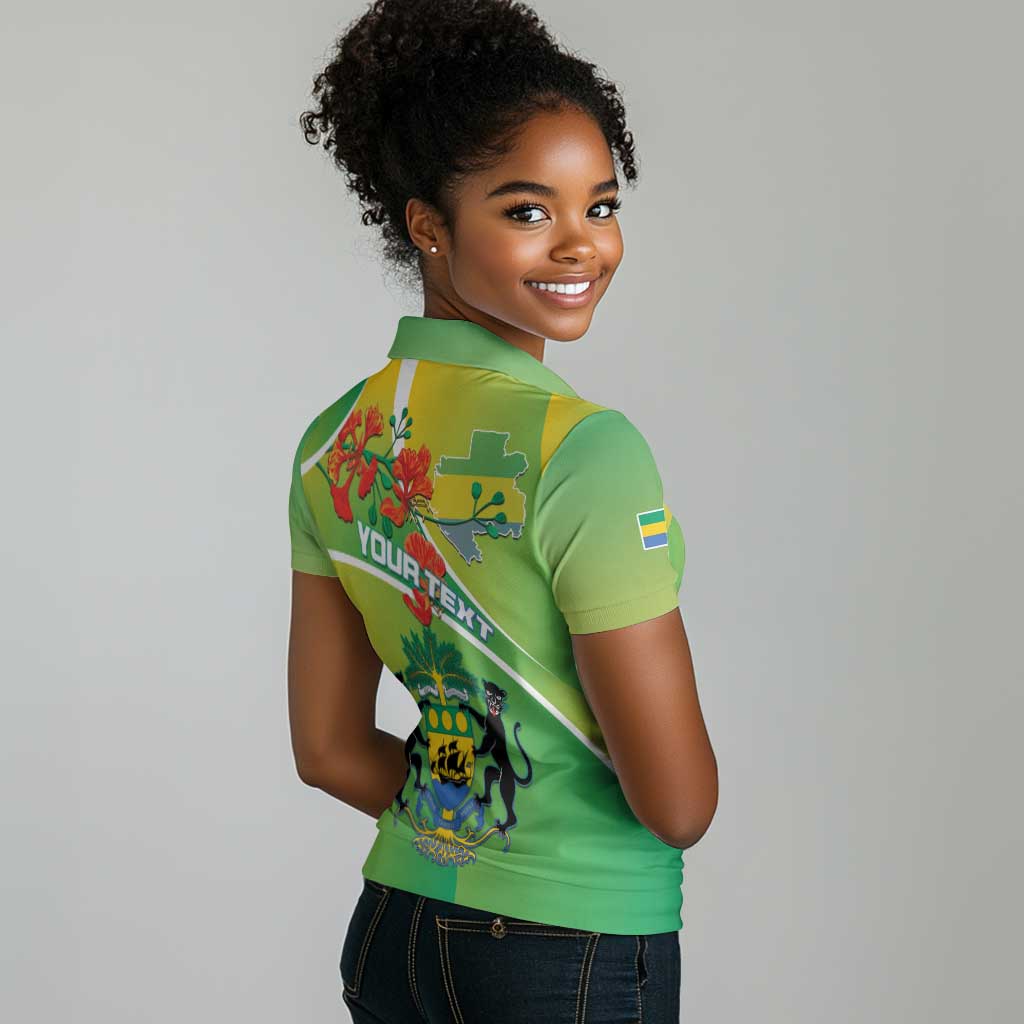 Personalized Gabon Independence Day Women Polo Shirt Gradient Style - African Pride