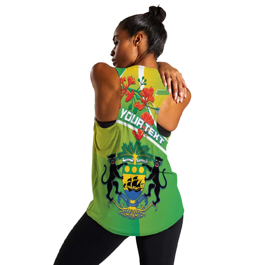 Personalized Gabon Independence Day Women Racerback Tank Gradient Style - African Pride