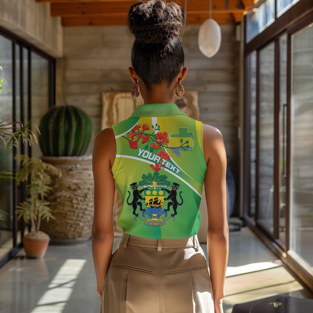 Personalized Gabon Independence Day Women Sleeveless Polo Shirt Gradient Style - African Pride