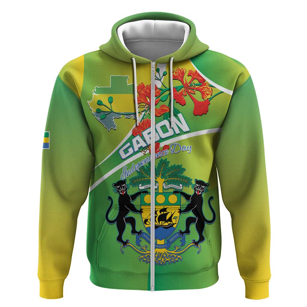 Personalized Gabon Independence Day Zip Hoodie Gradient Style - African Pride