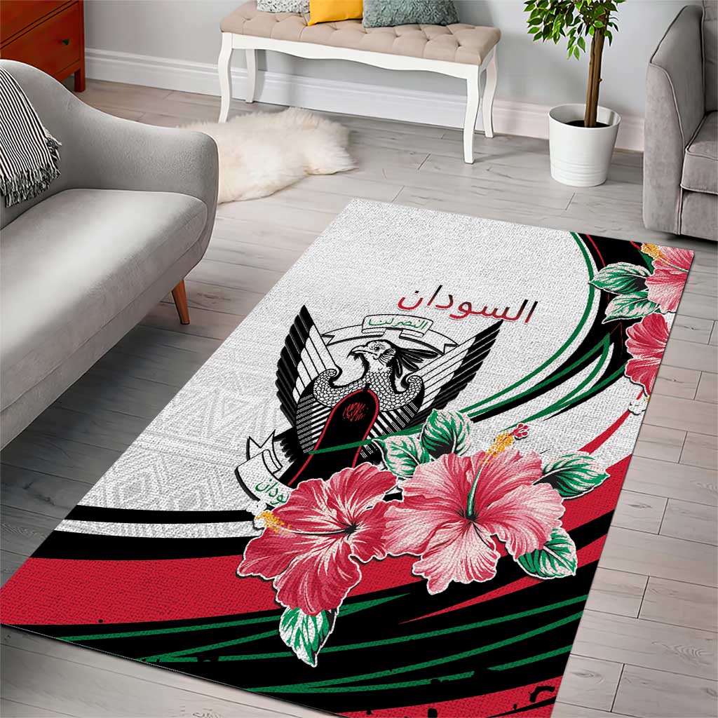Sudan Area Rug Sudanese Secretary Bird With Hibiscus - African Pride