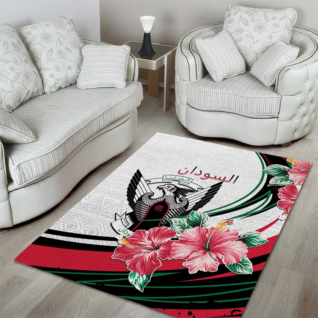 Sudan Area Rug Sudanese Secretary Bird With Hibiscus - African Pride