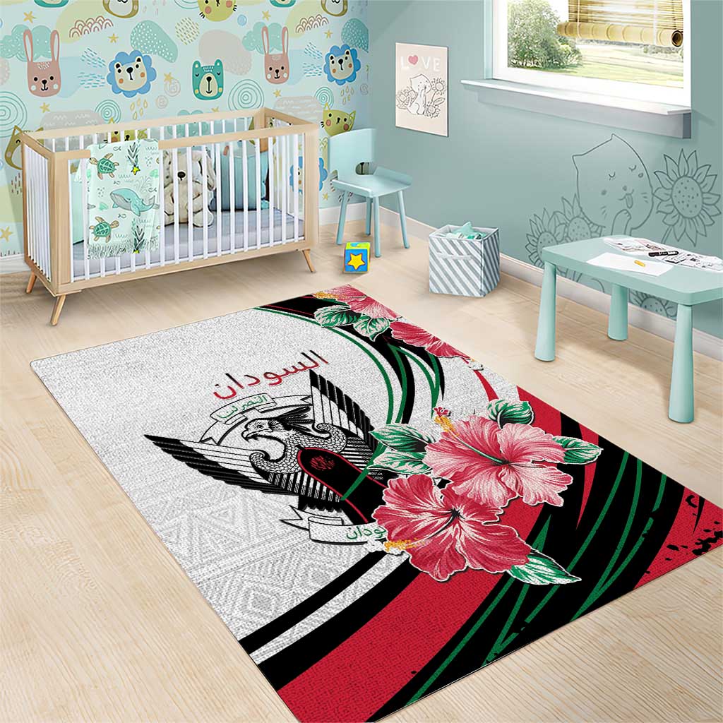 Sudan Area Rug Sudanese Secretary Bird With Hibiscus - African Pride