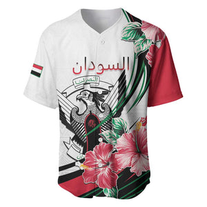 Personalized Sudan Baseball Jersey Sudanese Secretary Bird With Hibiscus - African Pride
