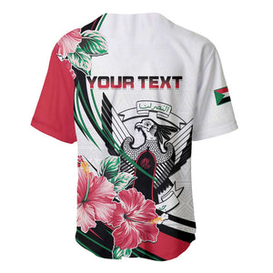 Personalized Sudan Baseball Jersey Sudanese Secretary Bird With Hibiscus - African Pride