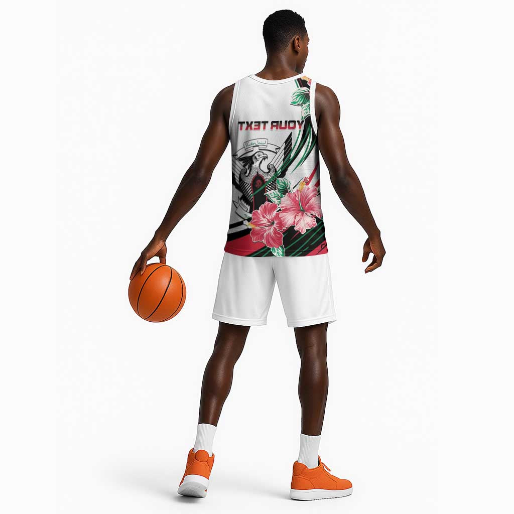 Personalized Sudan Basketball Jersey Sudanese Secretary Bird With Hibiscus - African Pride