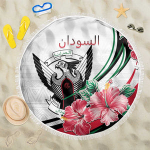 Sudan Beach Blanket Sudanese Secretary Bird With Hibiscus - African Pride